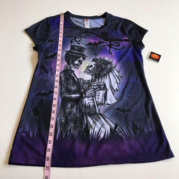 Skeleton Bride & Groom Gothic Halloween Dia de los Muertos Tee Sz L NWT - Picture 9 of 13